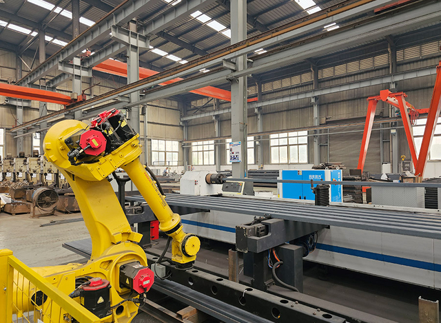 High-strength steel storage and management system with neatly arranged steel materials in a warehouse.